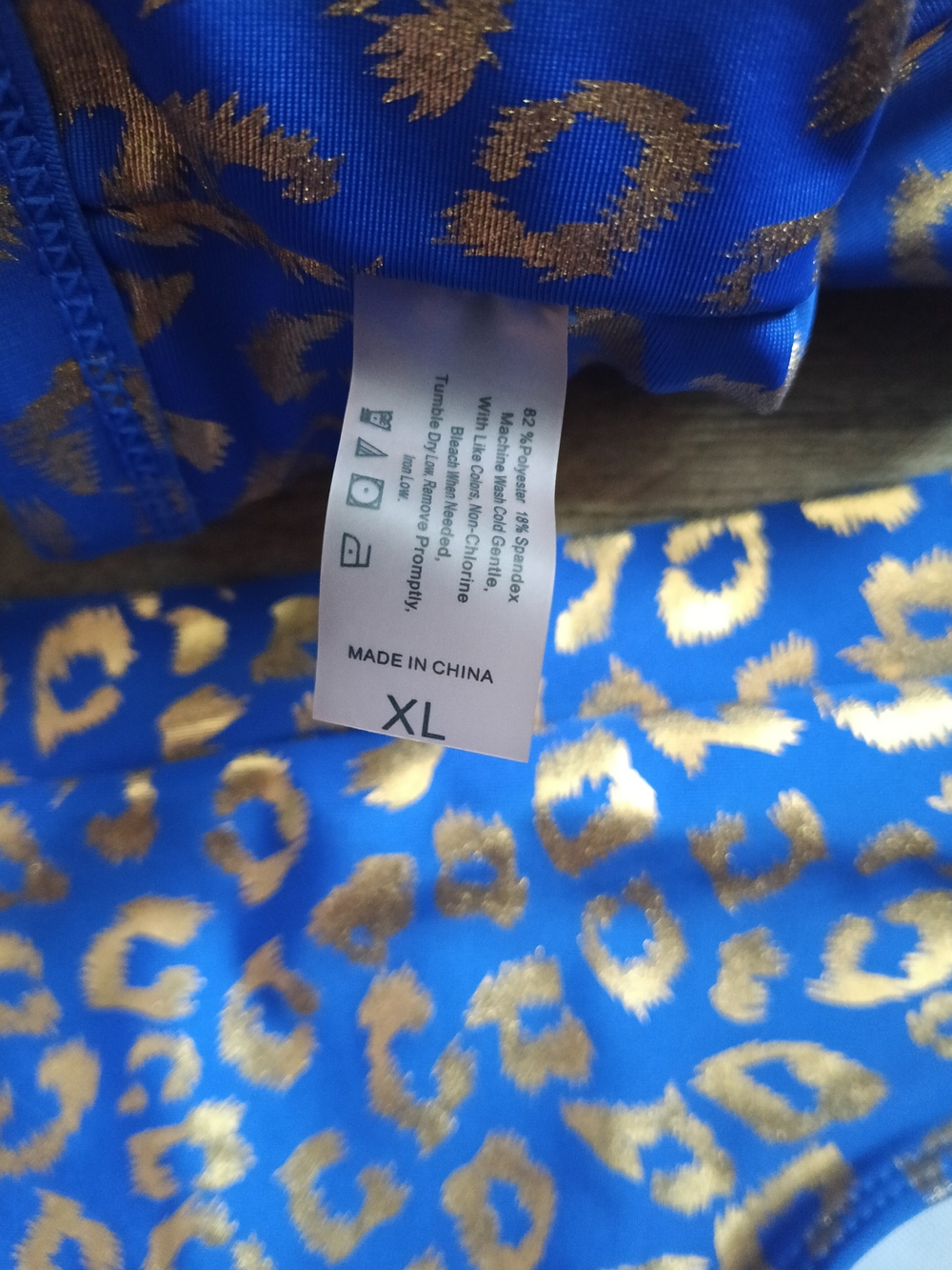 Blue & Gold Leopard High-Waist Bikini Set Size XL - Picture 5 of 5